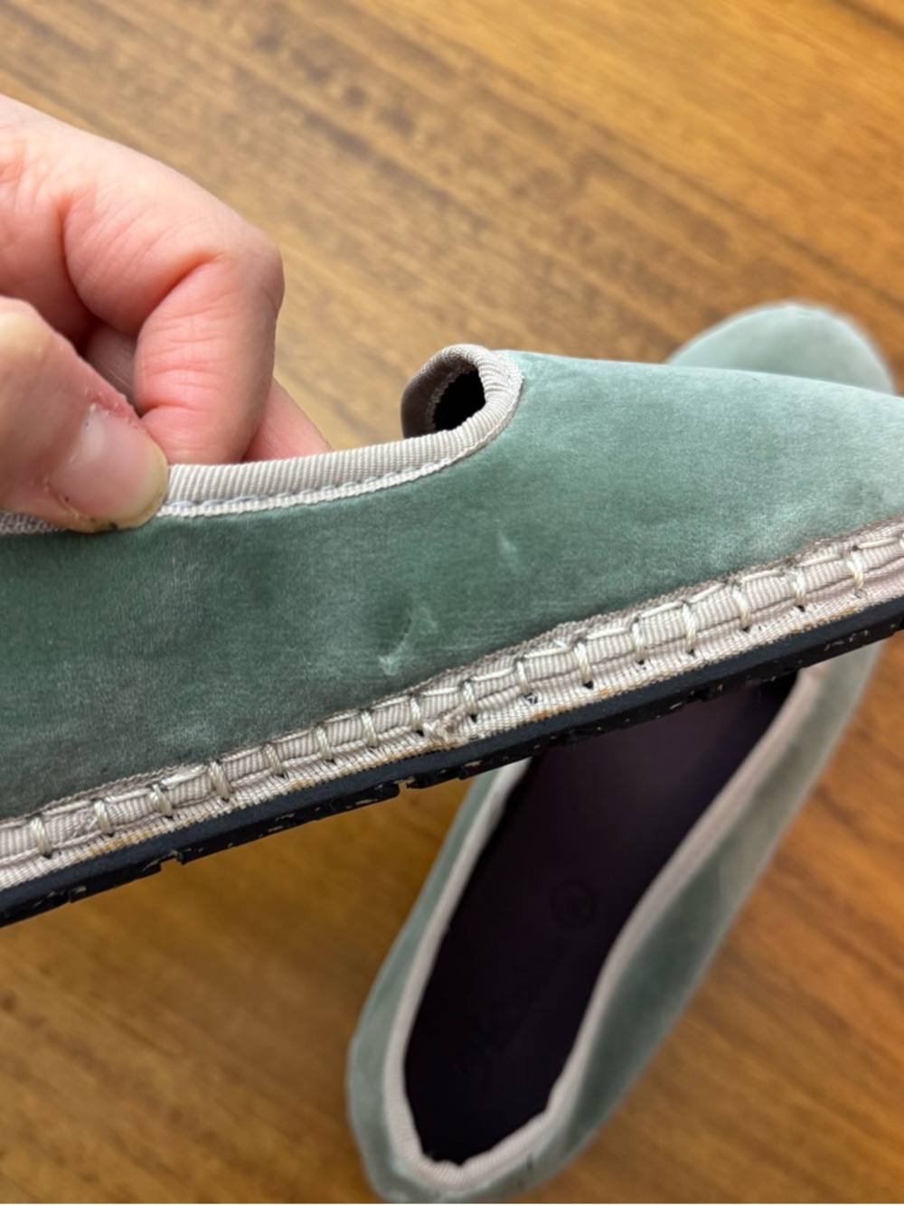 Flabelus Shikoku Women's Velvet Slip-On Flats in Sage Green Size 39 - Picture 9 of 10